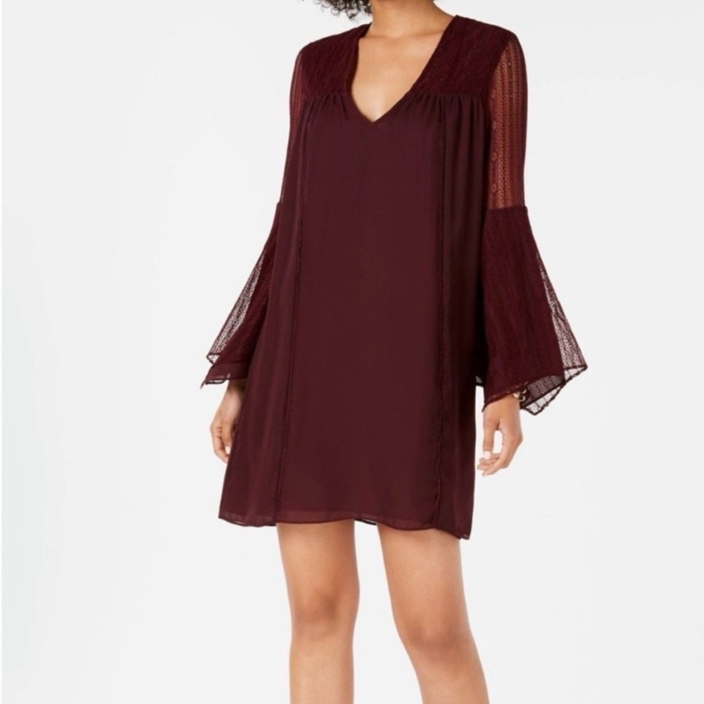 Avec Les Filles Deep Burgundy Long Sleeve Dress